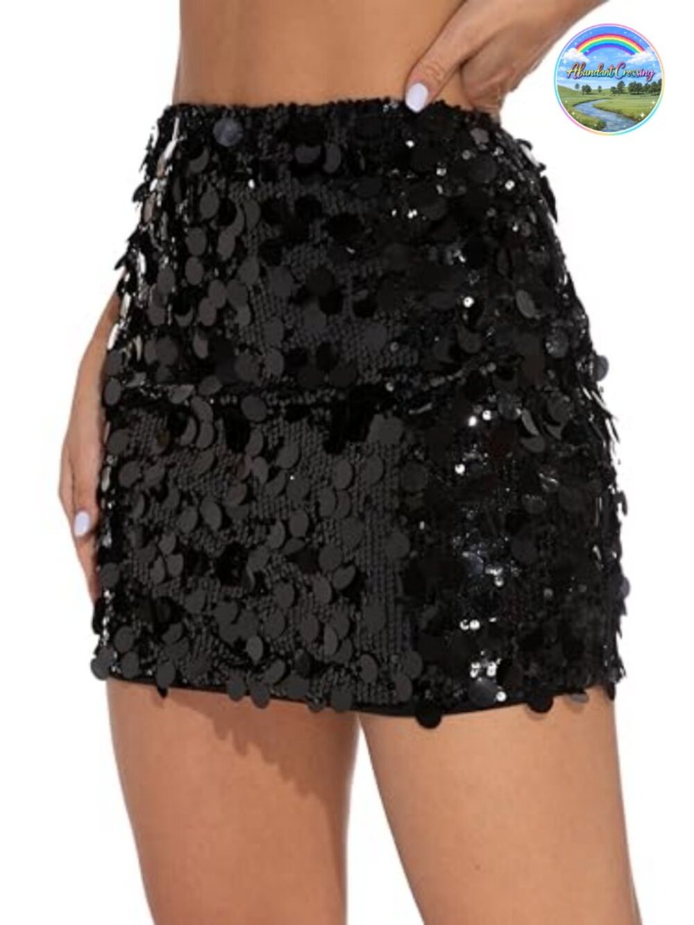 Sequin Skirt Women High Waist Stretchy Mini Party Club Night Out Sparkly
